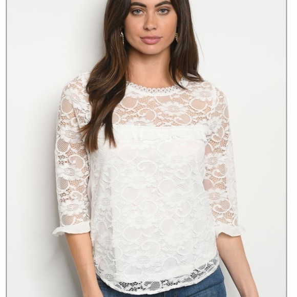 WHITE LACE TOP - Picture 1 of 2